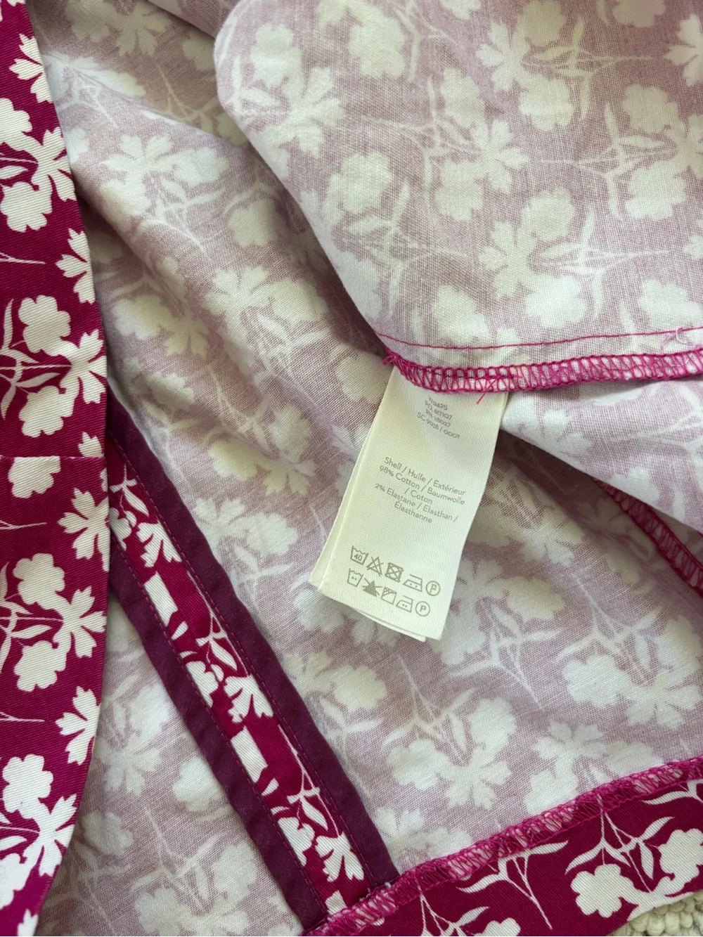 Boden Women’s Size 14 R Dress Pink And White Floral V Neck Pockets
